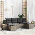 Set de canapele pentru grădină cu pernă 6 pcs Gri poliratan GartenMobel Dekor
