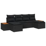 Set de canapele pentru grădină cu pernă 6 pcs Negru poliratan GartenMobel Dekor