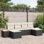 Set de canapele pentru grădină cu pernă 6 pcs Negru poliratan GartenMobel Dekor