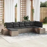 Set de canapele pentru grădină cu pernă 7 pcs Gri poliratan GartenMobel Dekor