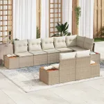 Set de canapele pentru grădină cu pernă 8 pcs Bej Rattan poli GartenMobel Dekor