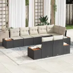 Set de canapele pentru grădină cu pernă 8 pcs Negru Rattan poli GartenMobel Dekor