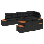Set de canapele pentru grădină cu pernă 9 pcs Negru Rattan poli GartenMobel Dekor