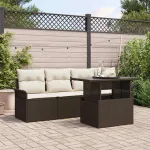Set de canapele pentru grădină cu pernă 5 pcs Maro poliratan GartenMobel Dekor