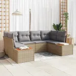 Set de canapele pentru grădină cu pernă 6 pcs Bej poliratan GartenMobel Dekor