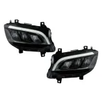 Faruri Full LED Mercedes Sprinter W907 Halogen (2019-2023) Negru Performance AutoTuning