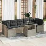 Set de canapele pentru grădină 8 pcs Gri deschis poliratan GartenMobel Dekor