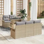 Set de canapele pentru grădină cu pernă 6 pcs Bej poliratan GartenMobel Dekor