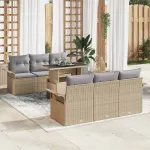 Set de canapele pentru grădină cu pernă 7 pcs Bej poliratan GartenMobel Dekor