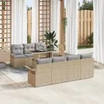 Set de canapele pentru grădină cu pernă 8 pcs Bej poliratan GartenMobel Dekor