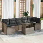 Set de canapele pentru grădină cu pernă 8 pcs Gri poliratan GartenMobel Dekor