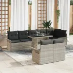 Set de canapele pentru grădină 9 pcs Gri deschis Rattan poli GartenMobel Dekor
