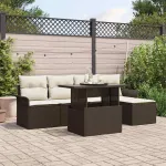 Set de canapele pentru grădină cu pernă 6 pcs Maro poliratan GartenMobel Dekor