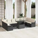 Set de canapele pentru grădină 11 pcs Negru Rattan poli GartenMobel Dekor