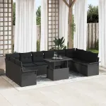 Set de canapele pentru grădină 11 pcs Negru Rattan poli GartenMobel Dekor