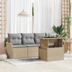 Set de canapele pentru grădină cu pernă 5 pcs Bej Rattan poli GartenMobel Dekor