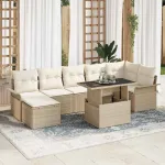 Set de canapele pentru grădină cu pernă 8 pcs Bej Rattan poli GartenMobel Dekor
