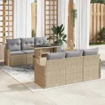 Set de canapele pentru grădină cu pernă 7 pcs Bej Rattan poli GartenMobel Dekor