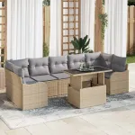 Set de canapele pentru grădină cu pernă 8 pcs Bej poliratan GartenMobel Dekor