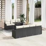 Set de canapele pentru grădină cu pernă 8 pcs Negru Rattan poli GartenMobel Dekor