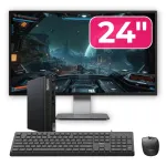 Pachet Mini PC Second Hand Lenovo ThinkCentre M70q, Intel Pentium Gold G6400T 3.40GHz, 8GB DDR4, 256GB SSD + Monitor 24" + cadou tastatura si mouse OptimX Pro KM500 NewTechnology Media