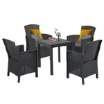 Set mobilier de grădină Leziter Dima 4+1, grafit, aspect ratan