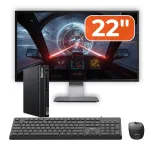 Pachet Mini PC Second Hand Lenovo ThinkCentre M70q G2, Intel Pentium Gold G6405T 3.50GHz, 8GB DDR4, 256GB SSD NVMe + Monitor 22" + cadou tastatura si mouse OptimX Pro KM500 NewTechnology Media
