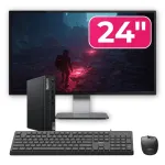 Pachet Mini PC Second Hand Lenovo ThinkCentre M70q G2, Intel Pentium Gold G6405T 3.50GHz, 8GB DDR4, 256GB SSD NVMe + Monitor 24" + cadou tastatura si mouse OptimX Pro KM500 NewTechnology Media