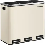 Coș de gunoi reciclare SONGMICS 3 compartimente 3x18L, soft close, bej