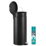 Coș de gunoi SONGMICS cu pedală, soft-close, găleată detașabilă, 30L, negru