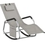 Sezlong balansoar de gradina SONGMICS, gri, cu tetiera reglabila