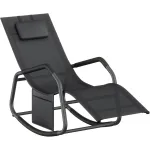 Șezlong balansoar de grădină SONGMICS, cu tetieră reglabilă și buzunar lateral