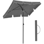 Umbrelă SONGMICS pentru plajă, terasă și balcon, UPF 50+, 180x125 cm, gri