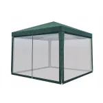 Pavilion de grădină 3x3 m cu plasă anti-insecte și fermoar, verde