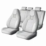 Set huse scaune auto Premium, model BLAZE Luxor, design Sportiv,  universale, ergonomice, Piele Ecologica cu insertii textile, culoare Crem/Gri FAVLine Selection