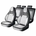 Set huse scaune auto Premium, model BLAZE Prime, design Sportiv,  universale, ergonomice, Piele Ecologica cu insertii textile, culoare Negru/Gri FAVLine Selection