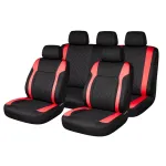 Set huse scaune auto Premium, model DIAMOND Racer, design Sportiv,  universale, ergonomice, Piele Ecologica Matlasata, culoare Negru/Rosu FAVLine Selection
