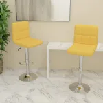 Scaune de bar, 2 buc., galben muștar, material textil GartenMobel Dekor