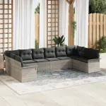 Set de canapele pentru grădină 10 pcs Gri deschis poliratan GartenMobel Dekor