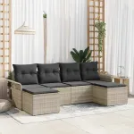 Set de canapele pentru grădină 6 pcs Gri deschis Rattan poli GartenMobel Dekor
