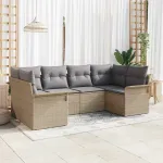 Set de canapele pentru grădină cu pernă 6 pcs Bej poliratan GartenMobel Dekor