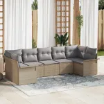 Set de canapele pentru grădină cu pernă 7 pcs Bej poliratan GartenMobel Dekor