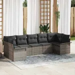 Set de canapele pentru grădină cu pernă 7 pcs Gri poliratan GartenMobel Dekor
