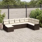 Set de canapele pentru grădină cu pernă 8 pcs Maro poliratan GartenMobel Dekor