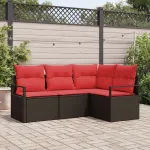 Set de canapea 4 pcs Maro poliratan GartenMobel Dekor