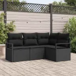 Set de canapea 4 pcs Negru poliratan GartenMobel Dekor