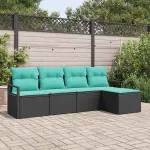 Set de canapea 5 pcs Negru poliratan GartenMobel Dekor