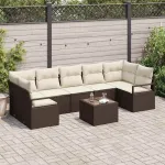 Set de canapea 8 pcs Maro și Crem poliratan GartenMobel Dekor