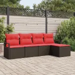 Set de canapea cu pernă 5 pcs Maro poliratan GartenMobel Dekor
