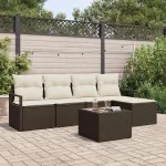 Set de canapea cu pernă 6 pcs Maro poliratan GartenMobel Dekor